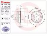 Тормозной диск BREMBO 08.A869.11 Тормозной диск BREMBO 08.A869.11
