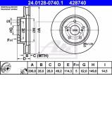 Тормозной диск ATE 24.0128-0740.1 Тормозной диск ATE 24.0128-0740.1